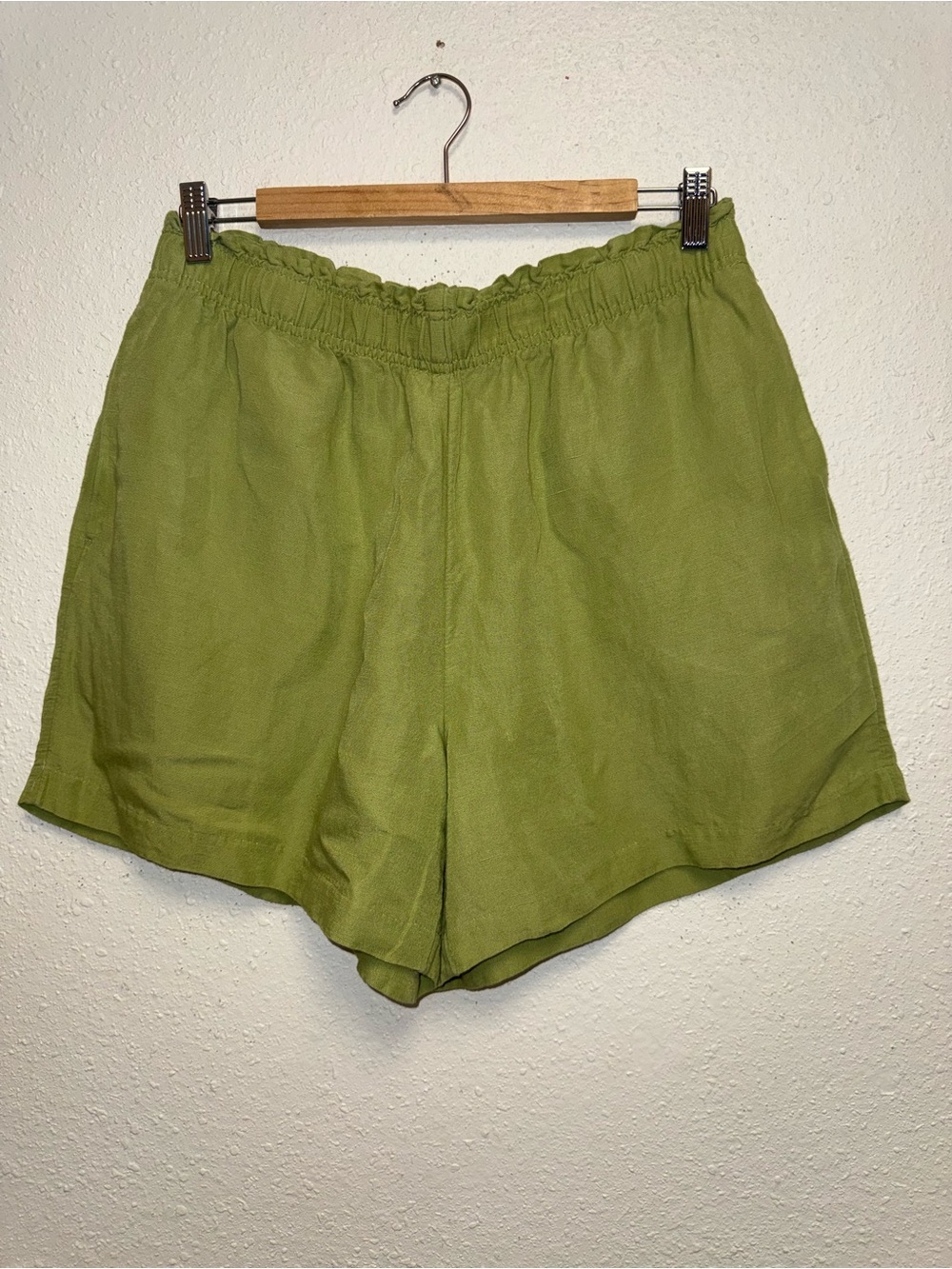 H&M Olive Green High-Waist Elastic Shorts
